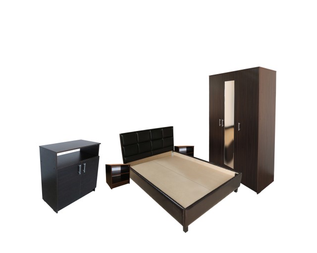 Dormitor Soft Wenge cu pat tapitat Wenge pentru saltea 120x200 cm
